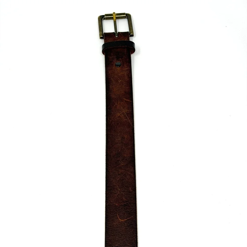 Amish‎ Made Belts Mens Leather Belt Brown Patina Brass Buckle 44